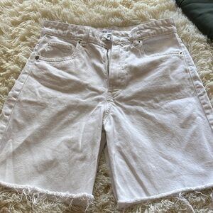 Zara White High-Rise Denim Cutoff Shorts